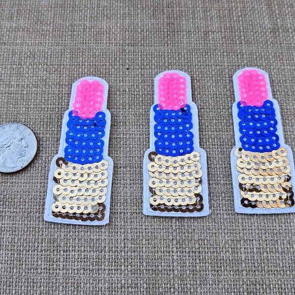 Lipstick Sequins Patches Ice Popsicle Patches Lot of 6 Iron ON Patches - Picture 5 of 9